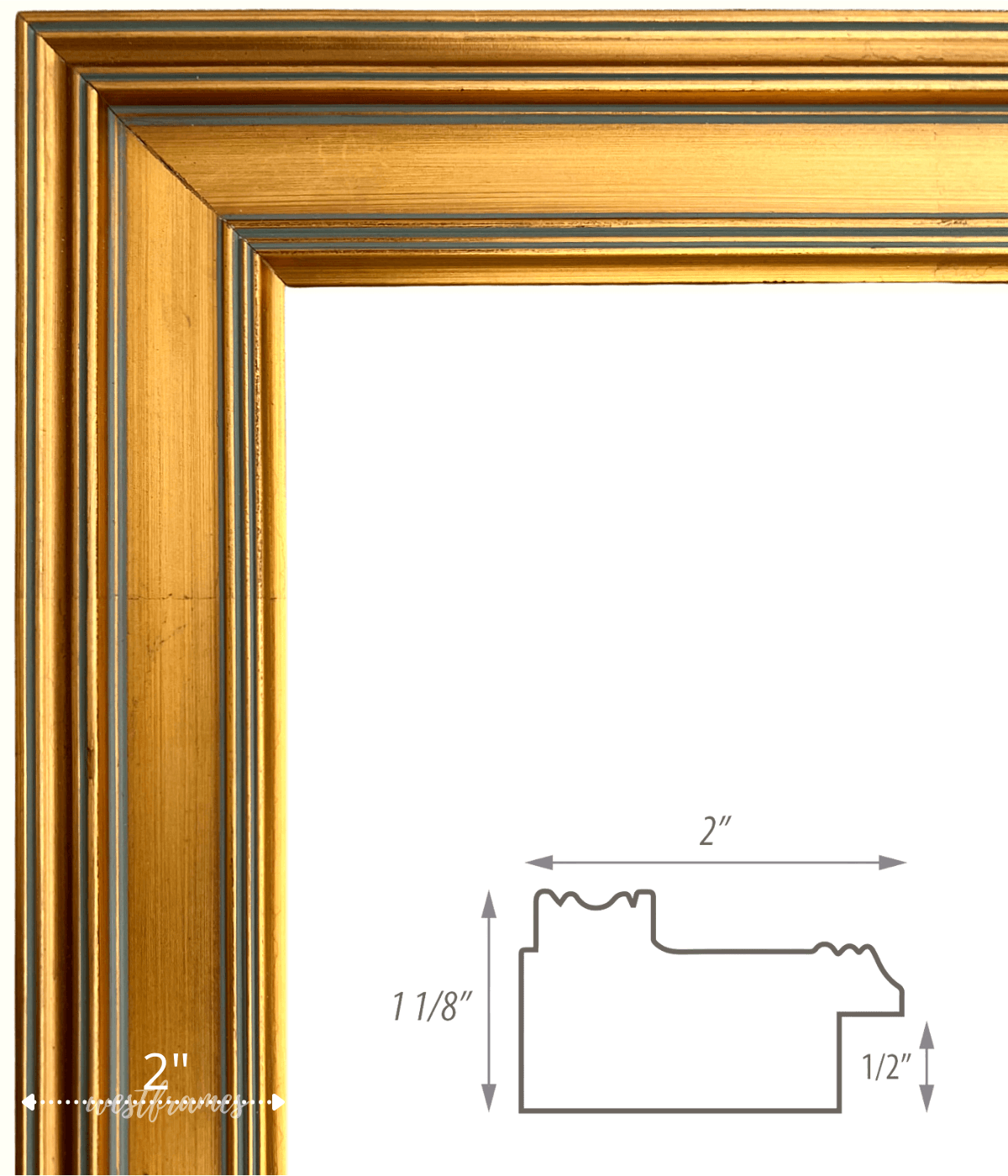 The Gallery Classic Antique Gold Leaf Wood Plein Air Picture Frame 2" Wide - West Frames