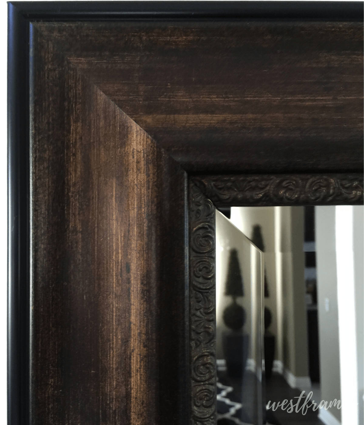 Tuscany Dark Brown Gold Finish Framed Wall Mirror - West Frames