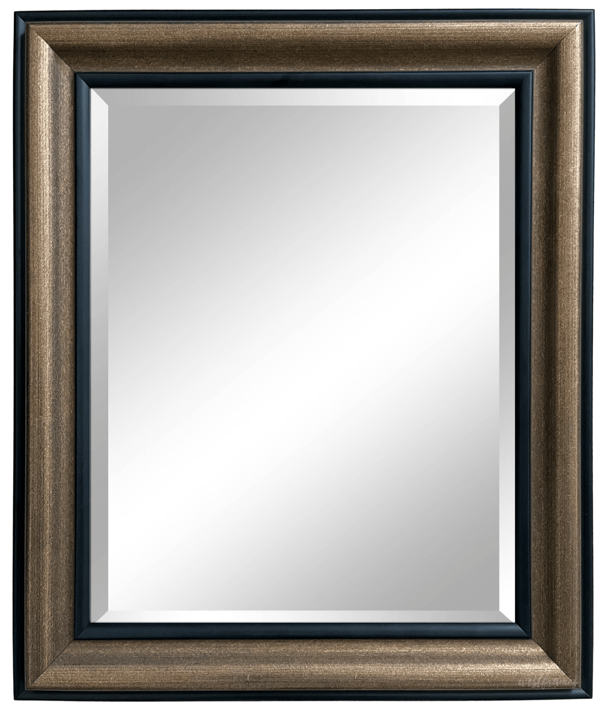 Vienna Rustic Vintage Gold Black Trim Finish Traditional Style Wood Framed Wall Mirror 3" - West Frames