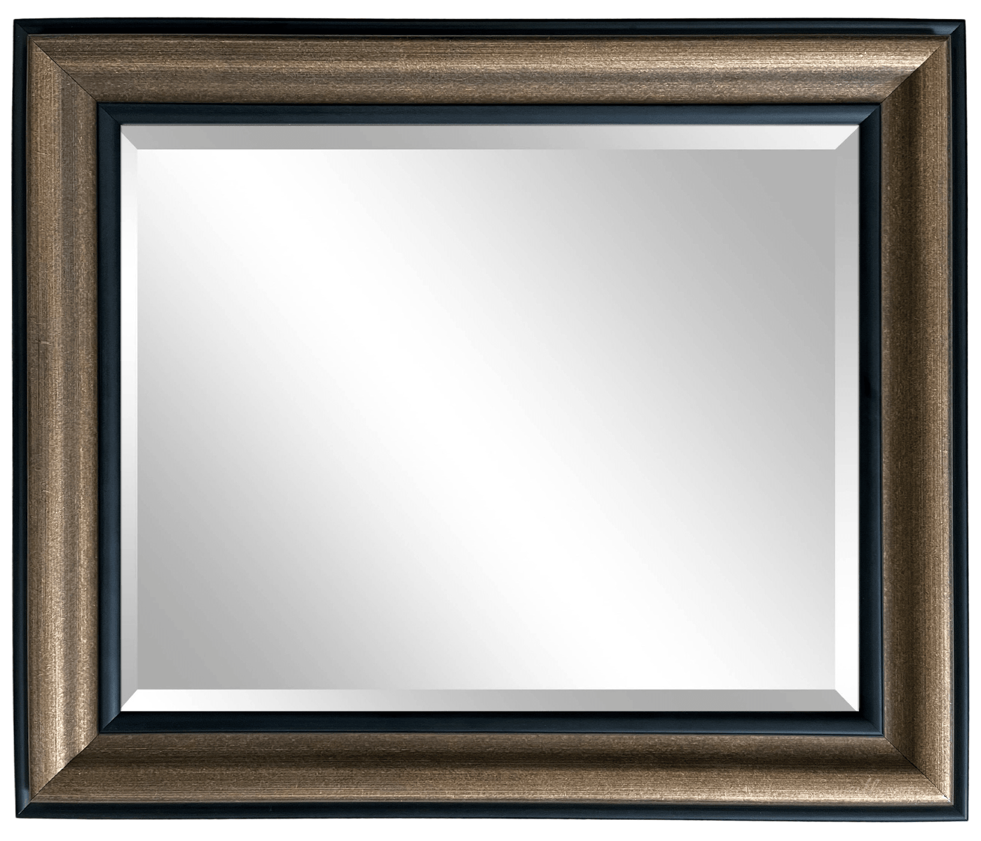 Vienna Rustic Vintage Gold Black Trim Finish Traditional Style Wood Framed Wall Mirror 3" - West Frames