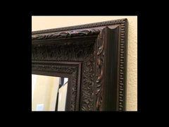 Elegance Ornate Embossed Wood Framed Floor Mirror Bronze Finish
