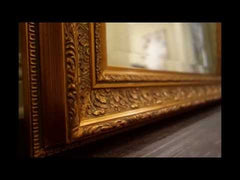 Elegance Ornate Embossed Wood Framed Floor Mirror Antique Gold Leaf